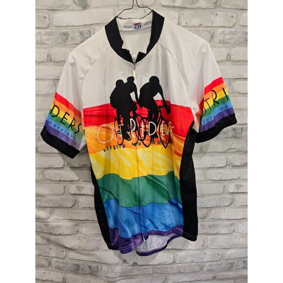 OutRiders CYCLING LGBTQ Gay Ride Pride Rainbow‎ Jersey Small XL Full Zip DMV - Picture 1 of 14